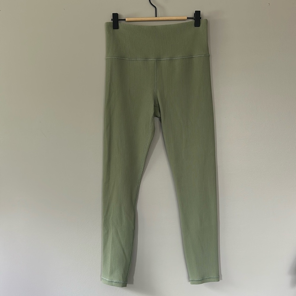 Athleta‎ Elation Rib Tight Sz M Green Twill